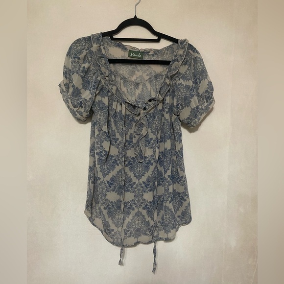 Maude by Anthropology LIKE NEW boho peasant feminine ruffle blouse size M - Picture 2 of 4